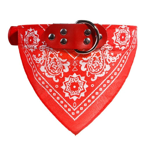 Dog Bandana Leather Printed Soft Collar