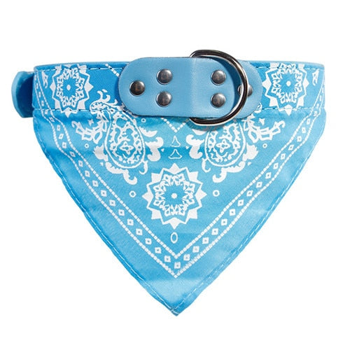 Dog Bandana Leather Printed Soft Collar